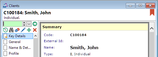 Clients form, bookmarked