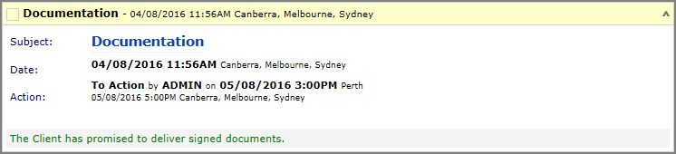 Log Summary Page showing Time Zone