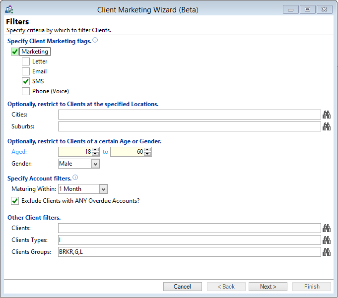 Client Marketing wizard